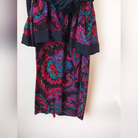 Vintage 80s Robbie Bee Peplum Pencil Dress with Cloth Rose Belt Size 8 - Picture 10 of 12